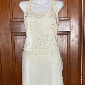 Pronovias  Cream 2 Piece Halter Wedding Dress Size 14